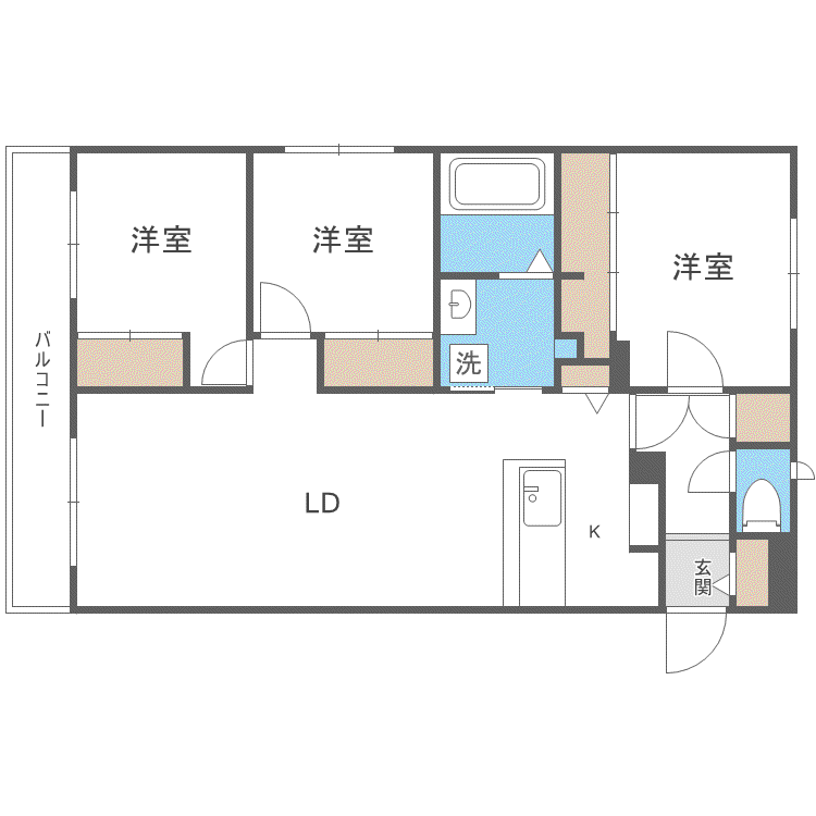 ASTER宮の森(3LDK/2階)の間取り写真