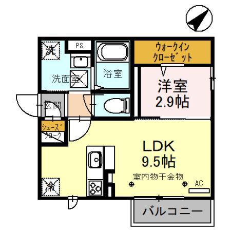 D-ROOMグランデ(1LDK/1階)の間取り写真