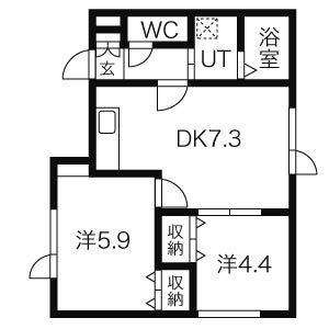 アメニティ麻生(2DK/2階)の間取り写真
