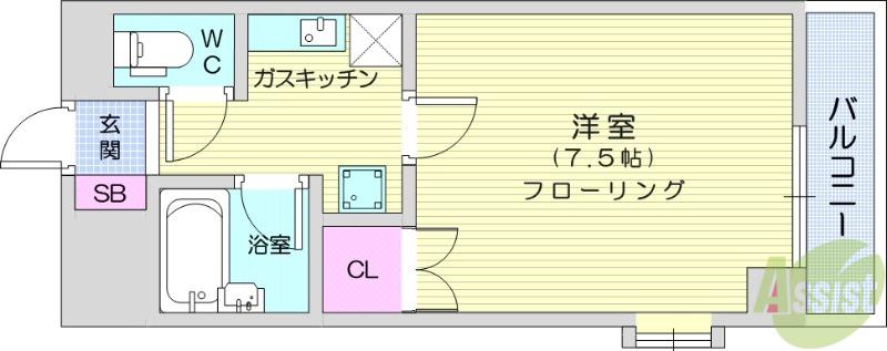 ネオシティー長町(1K/2階)の間取り写真