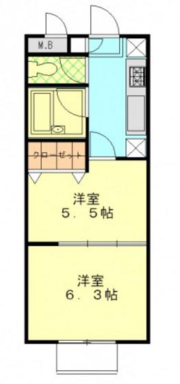 フォレストオエル国富(2K/3階)の間取り写真