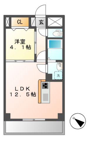 GRANDUKE新栄(1LDK/9階)の間取り写真
