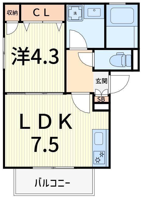 ル・ヴィラージュ北小岩(1LDK/1階)の間取り写真