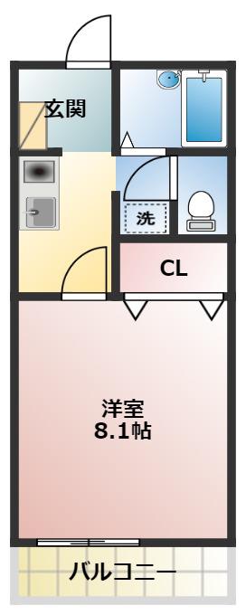 グランデージフルール(1K/2階)の間取り写真