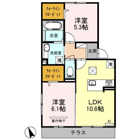 ハイムこがね(2LDK/1階)の間取り写真