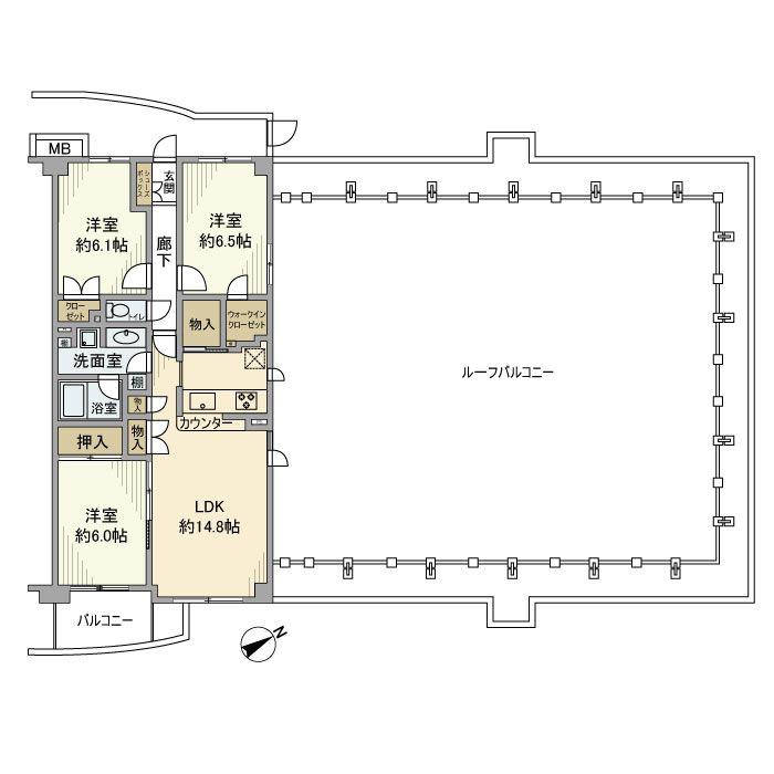 モア・ステージ千葉桜木参番館(3LDK/3階)の間取り写真