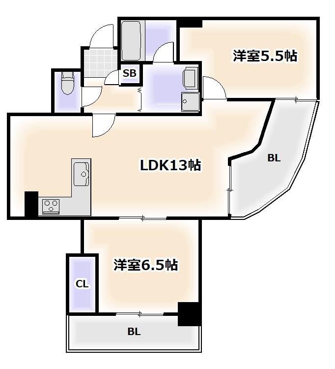 フェルザ住之江公園(2LDK/10階)の間取り写真