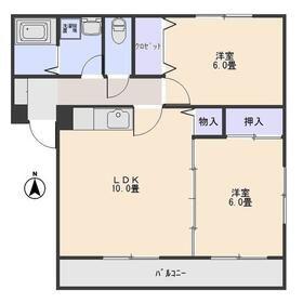 アドミラブールII(2LDK/1階)の間取り写真