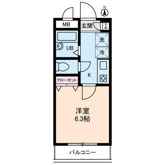 パルムドールハイム(1K/1階)の間取り写真