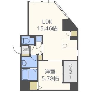 フォレステージュ西本町(1LDK/4階)の間取り写真
