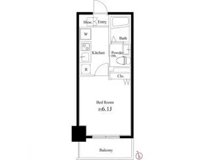 コートブランシェ(1K/1階)の間取り写真