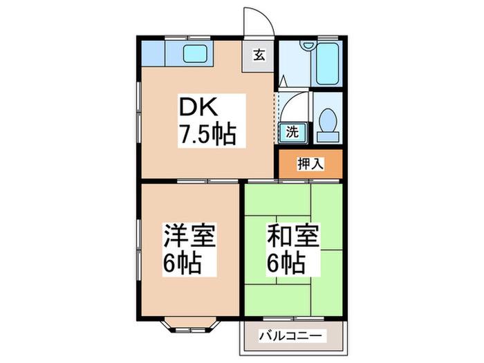 イト-ハイツ(2DK/2階)の間取り写真