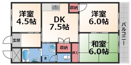 メゾン瓜生堂(3DK/3階)の間取り写真