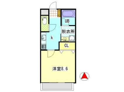 エアフォルク恒久(1K/2階)の間取り写真