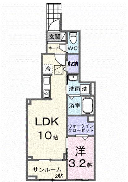 メゾン・ド・ヴィラI(1LDK/1階)の間取り写真