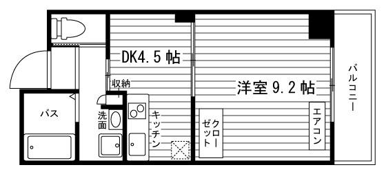 ブランステージ柏木(1DK/1階)の間取り写真
