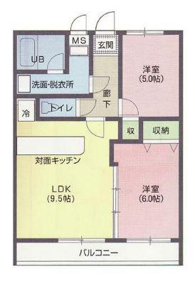 マノアール・ウエスト(2LDK/4階)の間取り写真