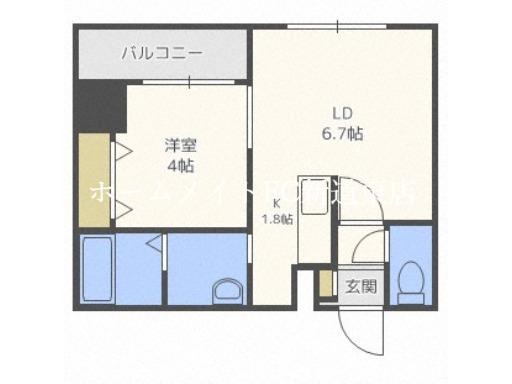 レジデンスタワー札幌(1LDK/7階)の間取り写真