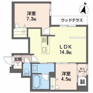 DREAMIO堀川小泉(2LDK/1階)の間取り写真