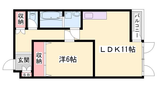 サウザンドコート明石(2LDK/2階)の間取り写真