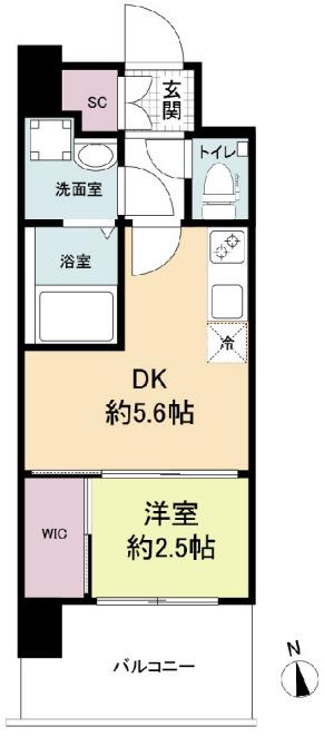 セレニテ福島プリエ(1DK/14階)の間取り写真