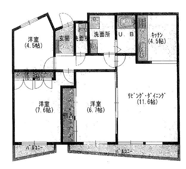 クリーン佐治(3LDK/3階)の間取り写真