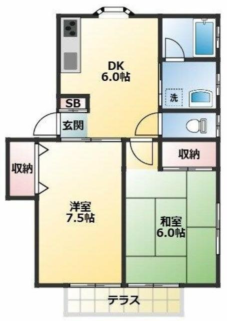 プレジャーハイム妙典(2DK/1階)の間取り写真