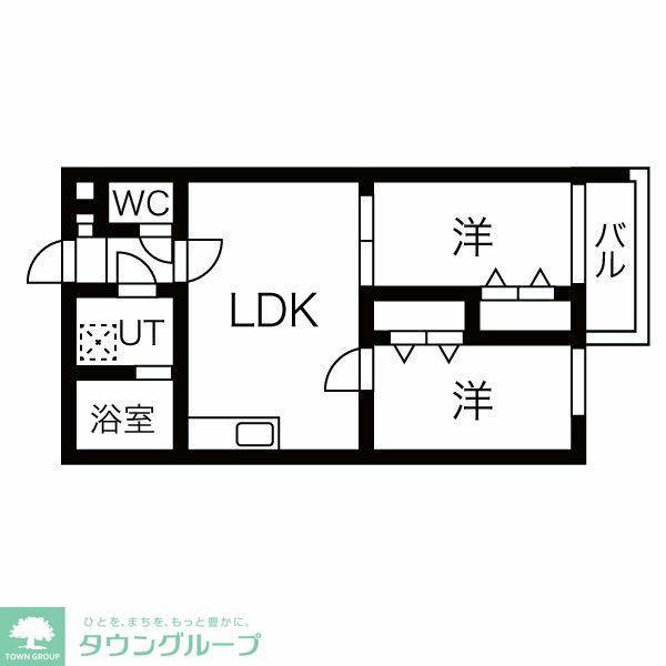 カトレア姪浜Ⅱ(2LDK/1階)の間取り写真