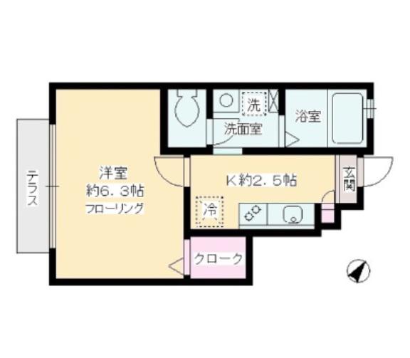 グリシーヌ経堂(1K/1階)の間取り写真
