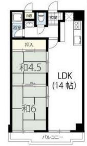 エーデルハイム大蔵谷(2LDK/4階)の間取り写真