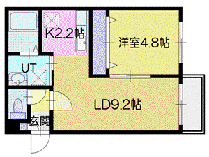 フィアン(1LDK/4階)の間取り写真