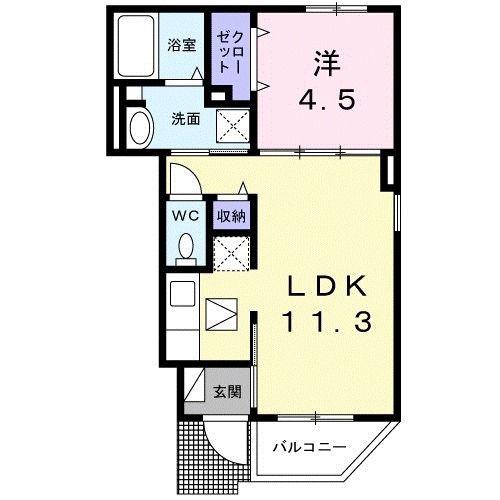 ラフレシール(1LDK/1階)の間取り写真