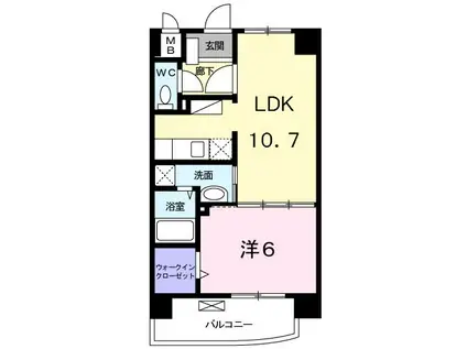 スカイウィング(1LDK/6階)の間取り写真