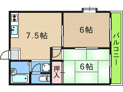 プランドール御崎A棟・B棟(2LDK/1階)の間取り写真