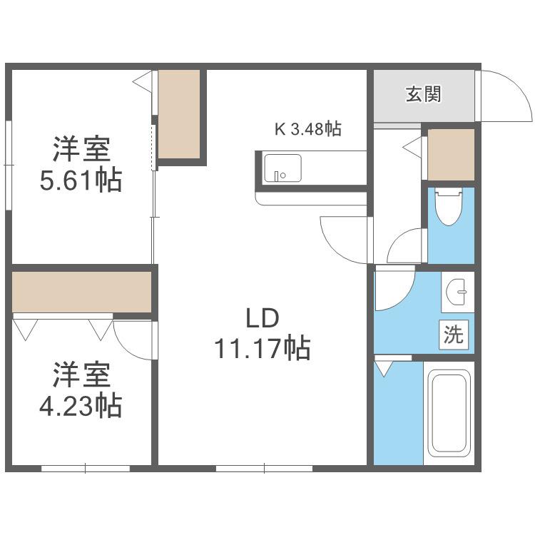 ヴォーネン幌西(2LDK/3階)の間取り写真