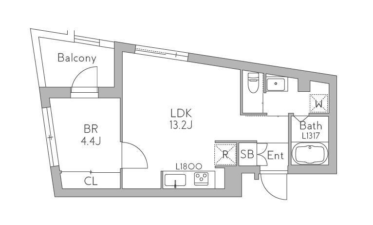 GRANDUO代沢5(1LDK/B1階)の間取り写真