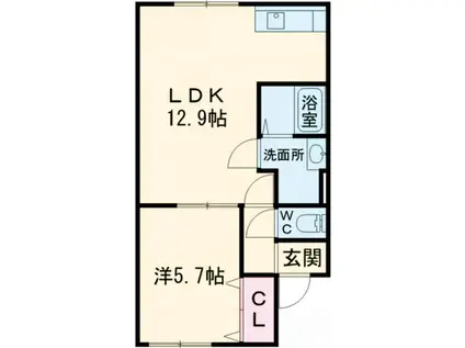 ロジェ新富 (1LDK/2階)の間取り写真