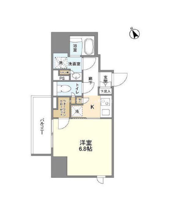 シェフルール新御徒町II(1K/4階)の間取り写真