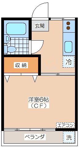 ハイツミヤタ(1K/2階)の間取り写真