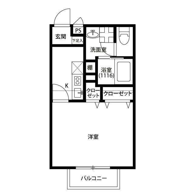 アムールひがし(1K/1階)の間取り写真