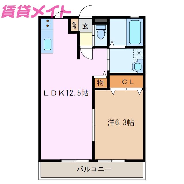 LETOIT 07W(1LDK/1階)の間取り写真
