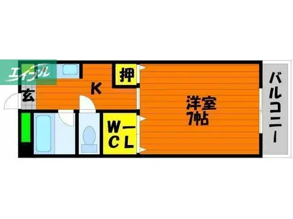 エレガンス下伊福(1K/5階)の間取り写真