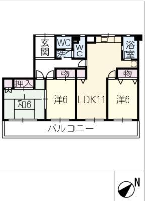 地下鉄名城線 茶屋ケ坂駅 徒歩7分 3階建 築49年(3LDK/1階)の間取り写真