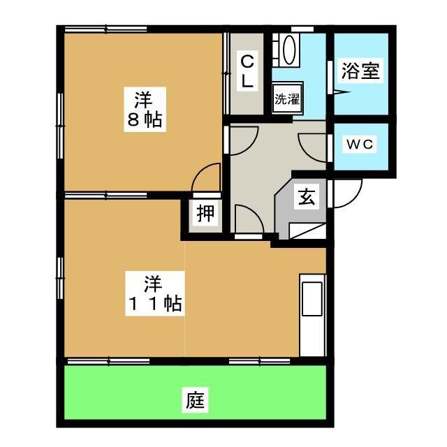 グリーンヒルズ C(1LDK/1階)の間取り写真