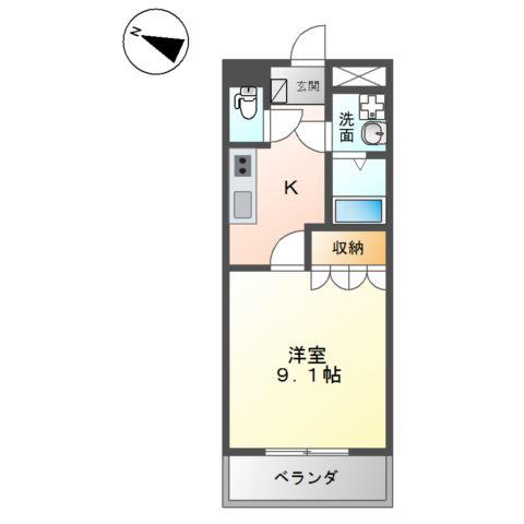 ディアドリーム(1K/1階)の間取り写真