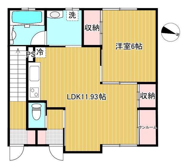 ヴィレッジ仁井田A(1LDK/1階)の間取り写真