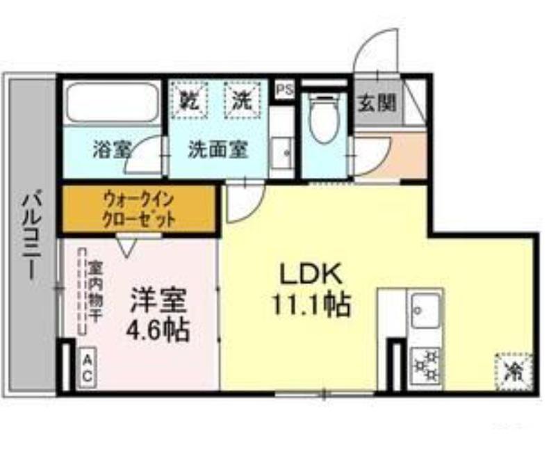 ノクターン内山(1LDK/3階)の間取り写真