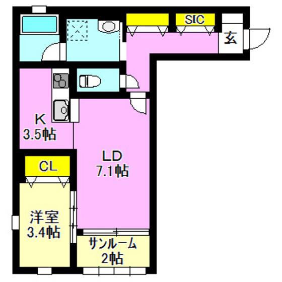 総社 M アネックス(1SK/2階)の間取り写真