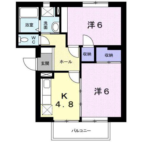 プレイス寿久茂A(2K/2階)の間取り写真