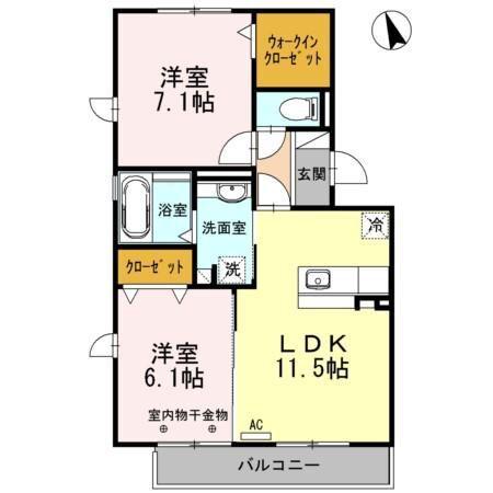 サン・アベニールB棟(2LDK/3階)の間取り写真